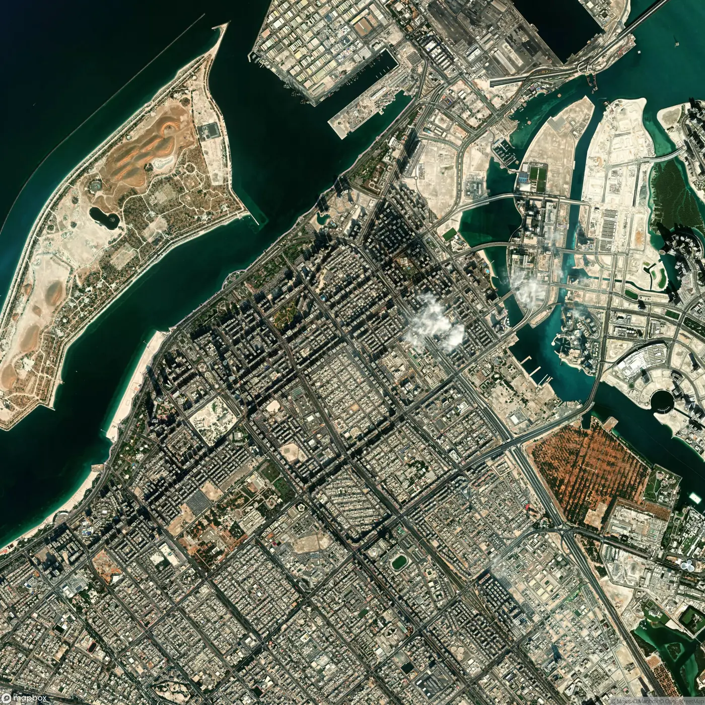 Satellite view of central Abu Dhabi